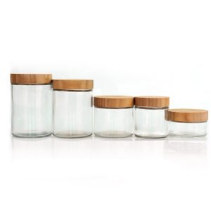 Transparent thickened glass jar - bamboo lid